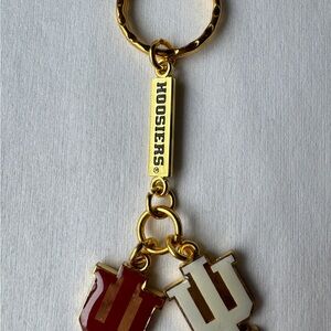 Indiana Hoosiers Indiana University Metal Keychain Keyring Gold Tone
